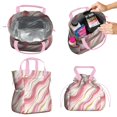 thumbnail image 2 of Pink and Gold Marble Texture Drawstring Lunch Bag Women - Drawstring Lunch Bag Insulated for Work Office - Stain-Resistant Large Lunchbags for Women with Multi-Pockets, 2 of 6