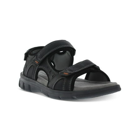 

WEATHERPROOF VINTAGE Mens Black Mixed Media Adjustable Cushioned Cole Round Toe Wedge Sandals Shoes 11 M