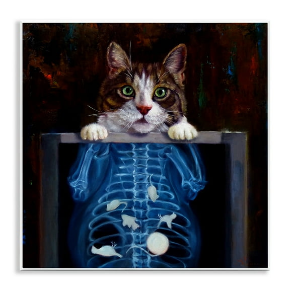 Stupell Industries Funny Cat X-Ray Mice Animals Painting Unframed Art Print Wall Art, 12 x 12