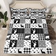 thumbnail image 2 of Homewish Wildlife Moose Elk Bed Sheets, Woodland Animal Bear King Sheets, Grey Rustic Farmhouse Sheet Set, Microfiber Bedroom Decor, 4-Piece, 2 of 7
