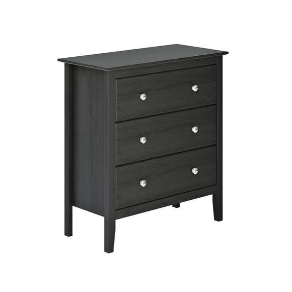 Adeptus Easy Pieces 3 Drawer Chest, Solid Pine, Black, Dresser