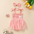 thumbnail image 3 of Vividxx Baby Girls Bodysuits With Embroidered Straps And Mesh Dress Romper Soft Elastic Waist For Newborn Newborn Casual Onesie Summer Fall Onesie Solid Color O-Neck Cozy Dailywear, 3 of 8