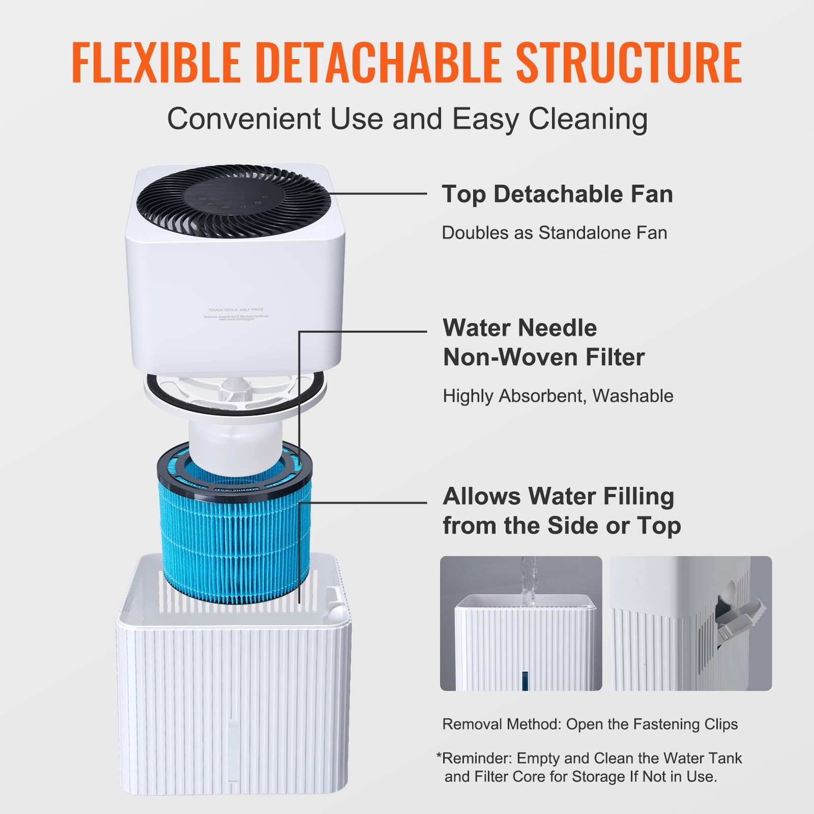 SKYSHALO 3L Evaporative Humidifiers No Mist for Bedroom Top Fill Quite 300 ml/h