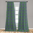 thumbnail image 5 of Ambesonne Orient Curtains, Oriental Damask, Pair of 28"x63", Yellow Green Teal, 5 of 5