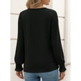 thumbnail image 3 of OALUXE Blouses for Women Long Sleeve Shirts V Neck Smocked Cuffs Tunic Tops, 3 of 7