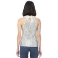 thumbnail image 2 of Women's Dressy Party Sequin Embellished Faux White Pearl Lace Collar Halter Top, 2 of 5