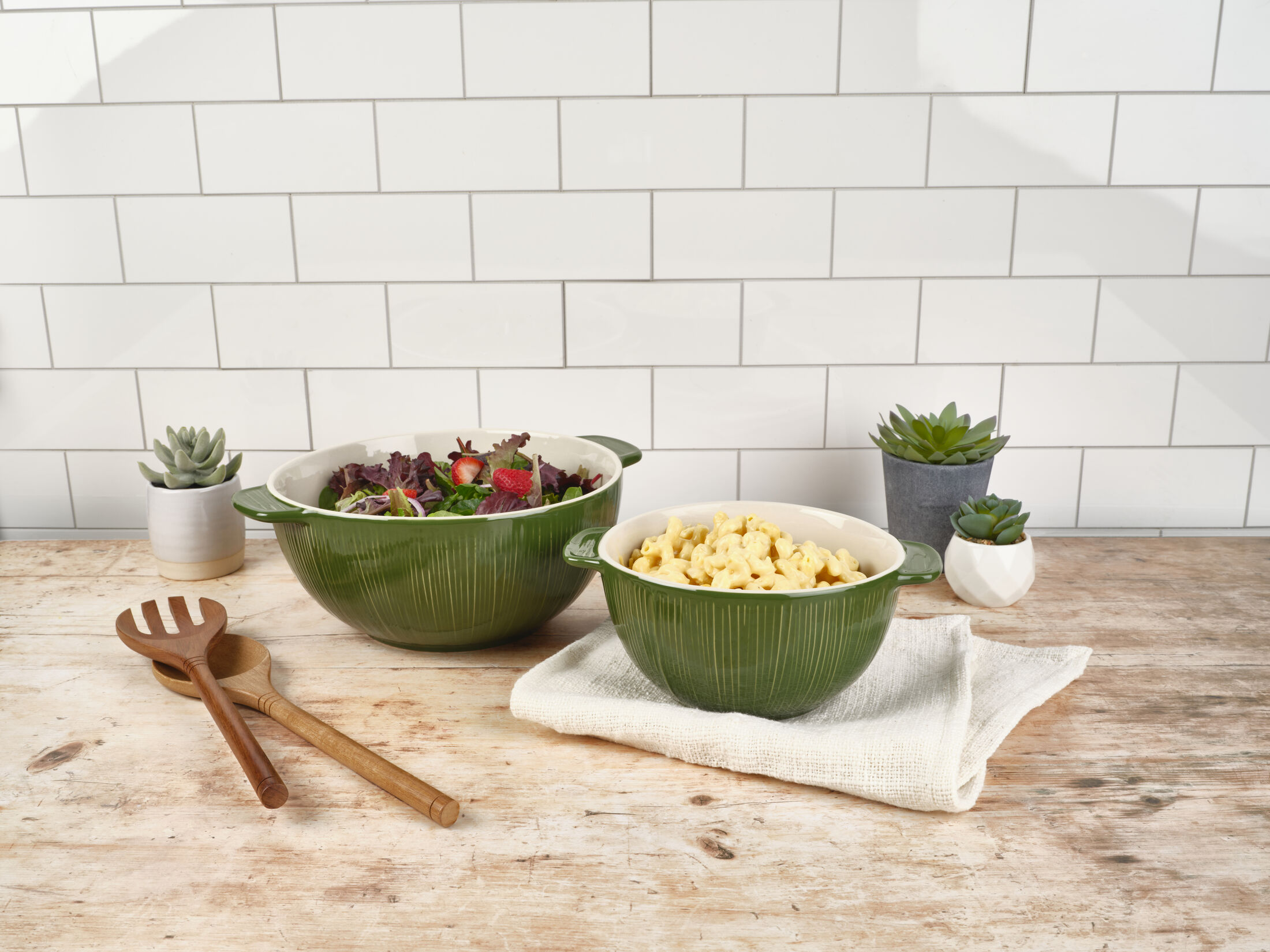 Fitz and Floyd Sicily Green Serving Bowls (Set of 2)