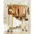 thumbnail image 2 of Sakugi Heavy-Duty Clothes Rack - 42.5"×16.5"×65.9" Garment Rack with 4-inch Lockable Wheels, Double-Rod Stainless Steel Clothing Racks for Hanging Clothes in Bedroom, Laundry Room,Gold, 2 of 6