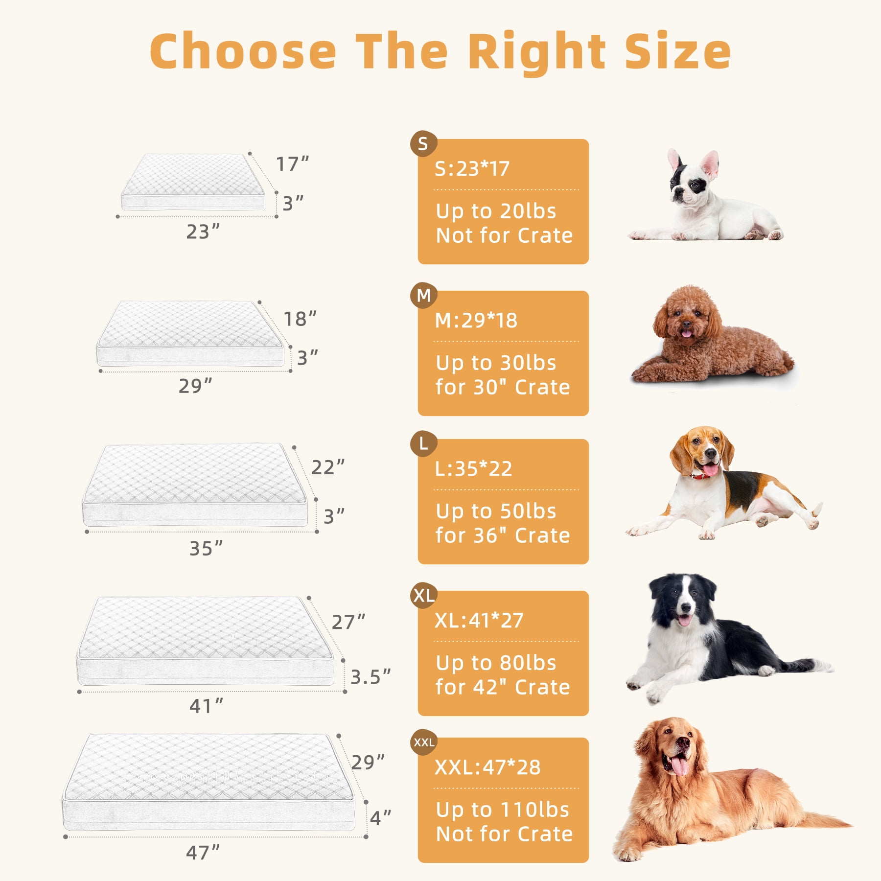 KSIIA 41in XL Dog Bed Orthopedic Crate Bed with Removable Washable Cover Egg-Crate Foam, Dark Grey