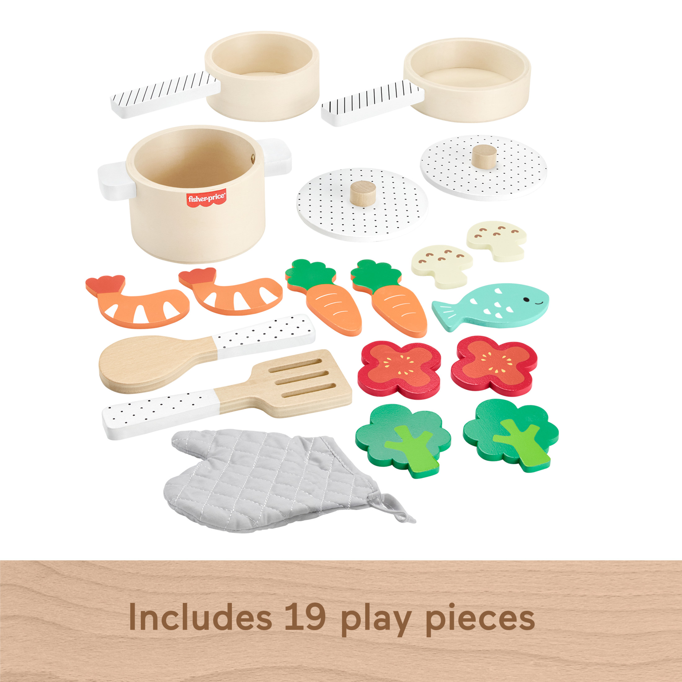 Fisher-Price Wooden Kitchen Pots & Pans Set photo 5