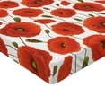 thumbnail image 2 of Poppy Flower Fitted Sheet, Springs Ladybugs Animals and Plants Flora Fauna Nature, Decorative Soft Bedding All-round Elastic Pocket, King Size, Orange Olive Green White, by Ambesonne, 2 of 3