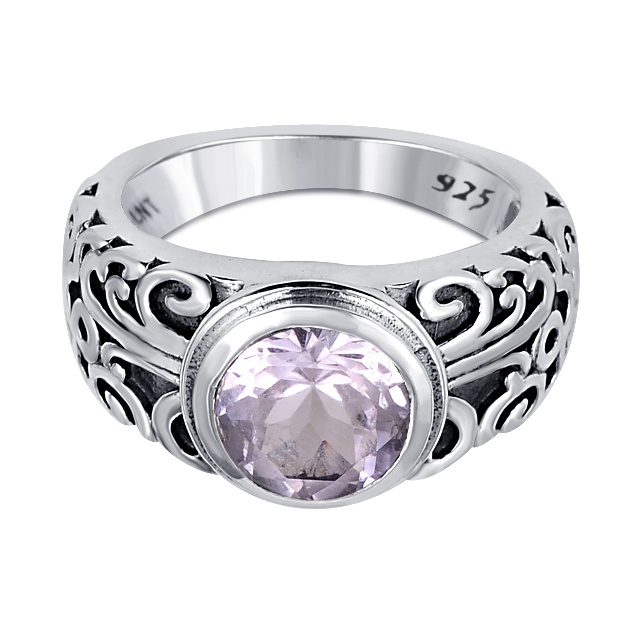 Gorgeous Filigree Vintage 1.78 Ctw Round Pink Amethyst 925 Sterling Silver Classical Ring For Women By Orchid Jewelry - image 3 of 7