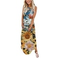 thumbnail image 1 of Longue Robe d'Été Robe Décontractée Design d'Été pour Femmes Robe Longue Sans Manches à Col Suspendu Col en V Robes Petites en Liquidation, 1 of 5