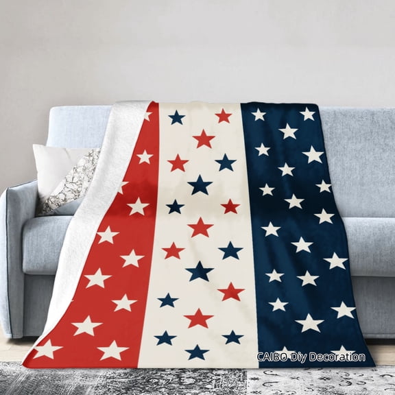 Joocar Patriotic Stars And Stripes Fleece Throw Blanket For Winter Gift Home Sofa Bed Decoration 50x60 inch