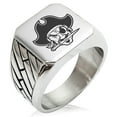 thumbnail image 1 of Stainless Steel Buccaneer Privateer Pirate Geometric Pattern Biker Style Polished Ring, 1 of 1