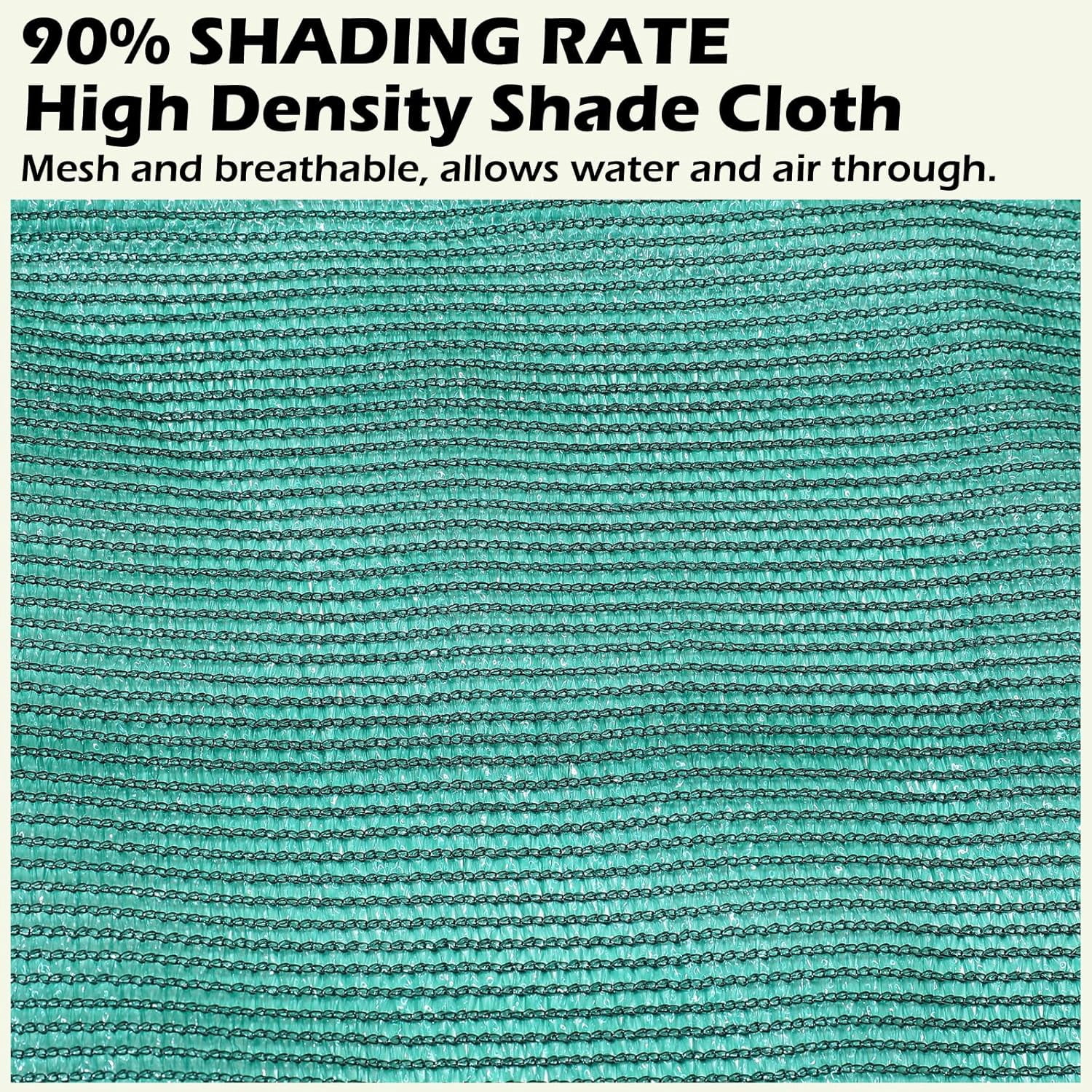 90% Green Shade Cloth 12ft x 14ft Heavy Duty Outdoor Mesh Tarp with Grommets, Sun Shade Canopy for Patio, Garden, Greenhouse, Chicken Coops, Plants Vegetables, Swimming Pool