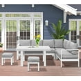 thumbnail image 2 of Superjoe Aluminum Outdoor Patio Furniture Set, Metal Outside Conversation Sets with Dining Table&2 Ottomans, Sectional Sofa Couch Seating Set with Cushion for Backyard, White, 2 of 7