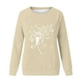 thumbnail image 4 of Spring Tops for Women Graphic Womens Sweatshirts Plus Size Womens Casual Long Sleeved Round Neck Hooded Graphic Shoulder Sweatshirt Beige S, 4 of 4