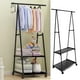 thumbnail image 1 of Perchero 2 en 1 con cesta metálica de 2 niveles, carrito de almacenamiento con ruedas, organizador de ropa, perchero con ruedas, para el hogar, dormitorio, lavandería, espacio pequeño, entrada., 1 of 7