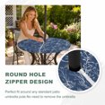 thumbnail image 4 of Round Outdoor Tablecloth with Umbrella Hole and Zipper, Dark Blue Botanical Tablecloth with Elastic Waterproof, Vintage Floral Plants Branch Patio Table Covers for 45" - 54" Picnic Pool Tables, 4 of 9