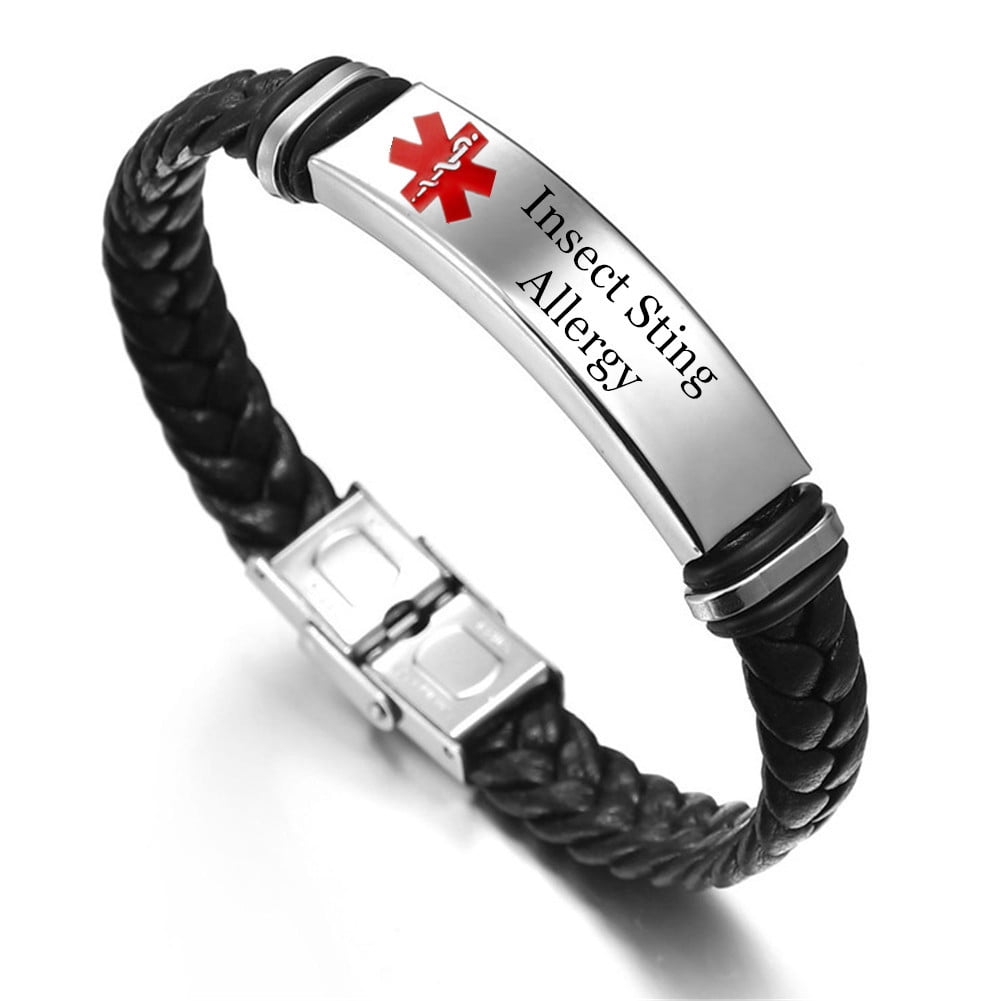 Customized Engraving Medical Alert ID Bracelet Insect Sting Allergy ...