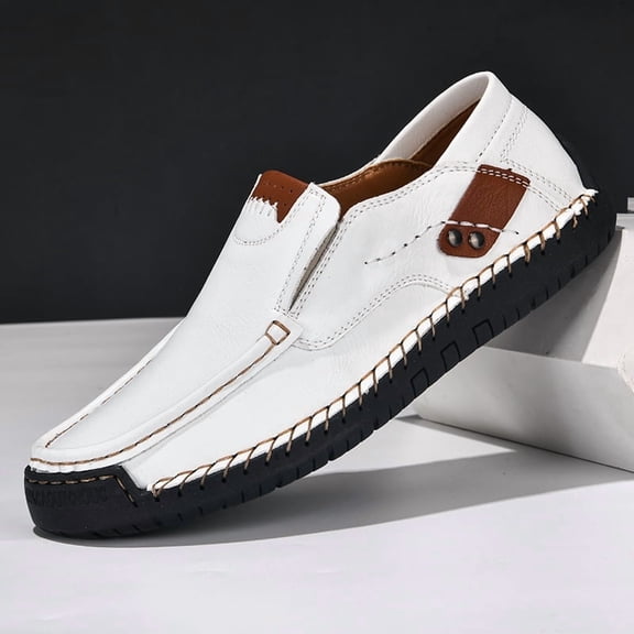Men's Slip On Hand Stitched Loafer Shoes, Round Toe Suede Casual Walking Shoes, Multiple Colors Available