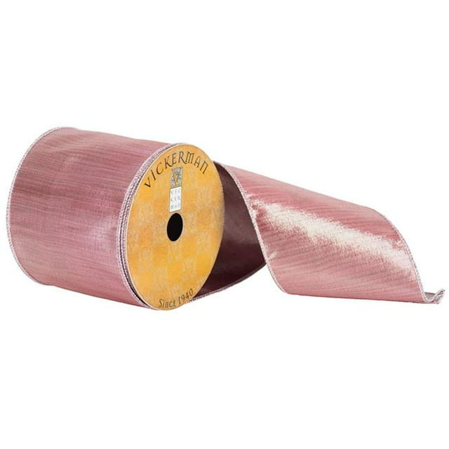 Vickerman Q172850 4 in. x 10 Yard Pink Metallic Shimmer Wired Ribbon