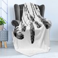 thumbnail image 4 of Tribal Soft Flannel Fleece Throw Blanket, Tribal Feathers for Wisdom and Strength, Cozy Plush for Indoor and Outdoor Use, 60" x 80", White and Black, by Ambesonne, 4 of 5