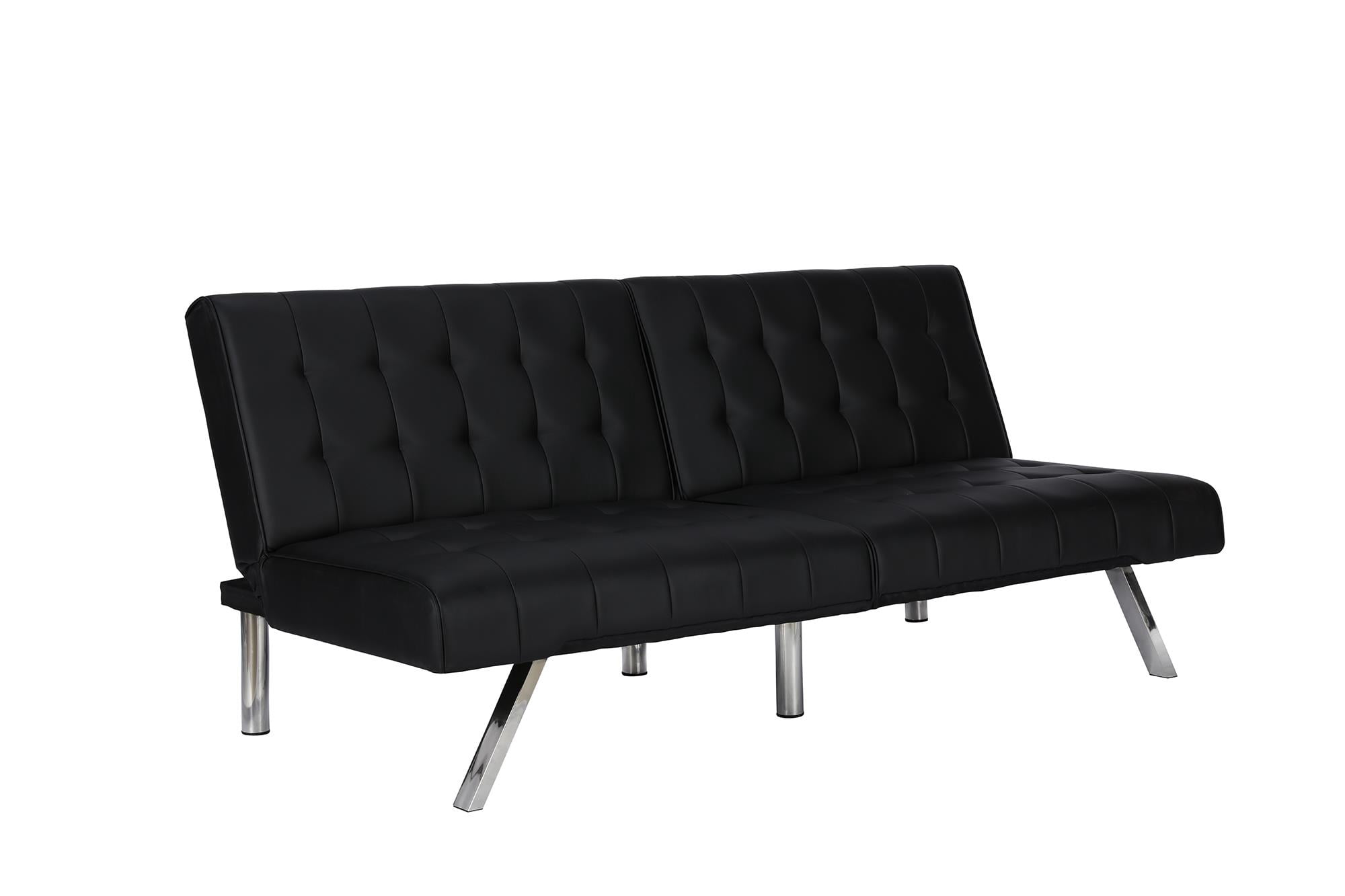 DHP Emily Convertible Futon, Black Faux Leather