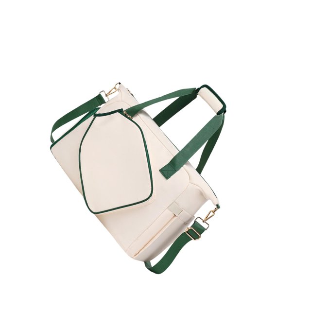 maskred Pickleball Racket Bag Lightweight with Zipper Handbag Racquet Pickleball Bag White Green