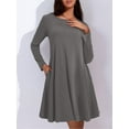 thumbnail image 4 of Fancyglim Womens Plus Size Dresses Casual Long Sleeve T Shirt Dress A Line Swing Sundress Gray 3XL, 4 of 8