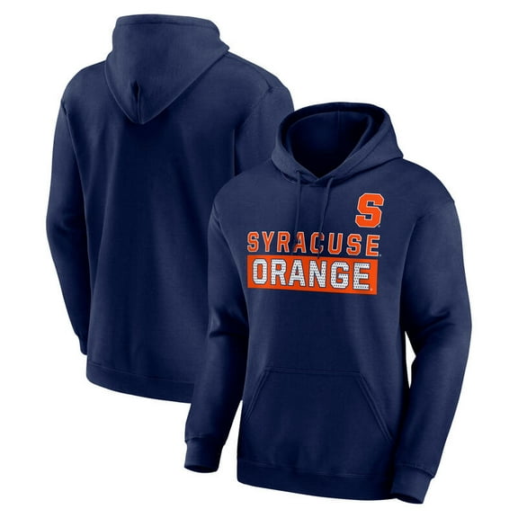 NCAA Syracuse Orange Men's Navy Stacked Cotton Fleece Pullover Hoodie, Up to Size 3XL