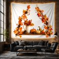 thumbnail image 6 of Pumpkins and Maple Leaves on a Wooden Shelf, Cozy Rustic for Nature Lovers, Harvest Still Life Decor, Thanksgiving Gift Tapestry Wall Hanging for Living Room and Bedroom, 6 of 7
