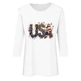 thumbnail image 4 of 4th of July Shirts Womens Red White and Blue Blouses Memorial Day T Shirt for Women 4th of July Top Womens 4th of July Tee Fashionable Women's Pullover Printed Casual Round Neck 3/4 Sleeve Top, 4 of 4