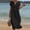 Black, variant on Liuinsasek Womens Dress Solid Color Casual Round-Neck Lightweight and Flowing Linen Dress Button Accents Short Sleeve Spring and Summer Fashion Outfits