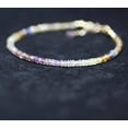 thumbnail image 2 of Champagne Sapphire 3mm Rondelle Shape Faceted Cut Beads 7 inch adjustable Silver Plated Clasp Bracelet for men, women, unisex. Link Chain Stacking Bracelet.|LINK_01905, 2 of 4