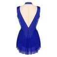 thumbnail image 3 of TiaoBug Women's Rhinestone Gymnastics Sleeveless Tassel Skirted Leotard Figure Skating Dancewear Blue XL, 3 of 6