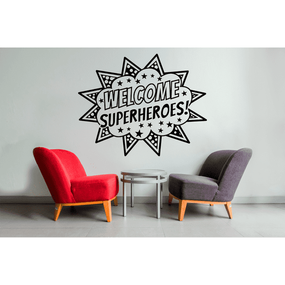 Welcome Superheroes Classroom Wall Decals Stickers Education Educational Quotes for Teachers Students School Room Nursery Kindergarten Library Home Art Decals Wall Vinyl Decoration Size (8x10 inch)