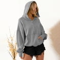 thumbnail image 3 of Women Oversized Half Zip Hoodie High Neck Drawstring Sweater Y2K Long Sleeve Pullover Casual Sweatshirt with Pockets, Light Grey, L, 3 of 7