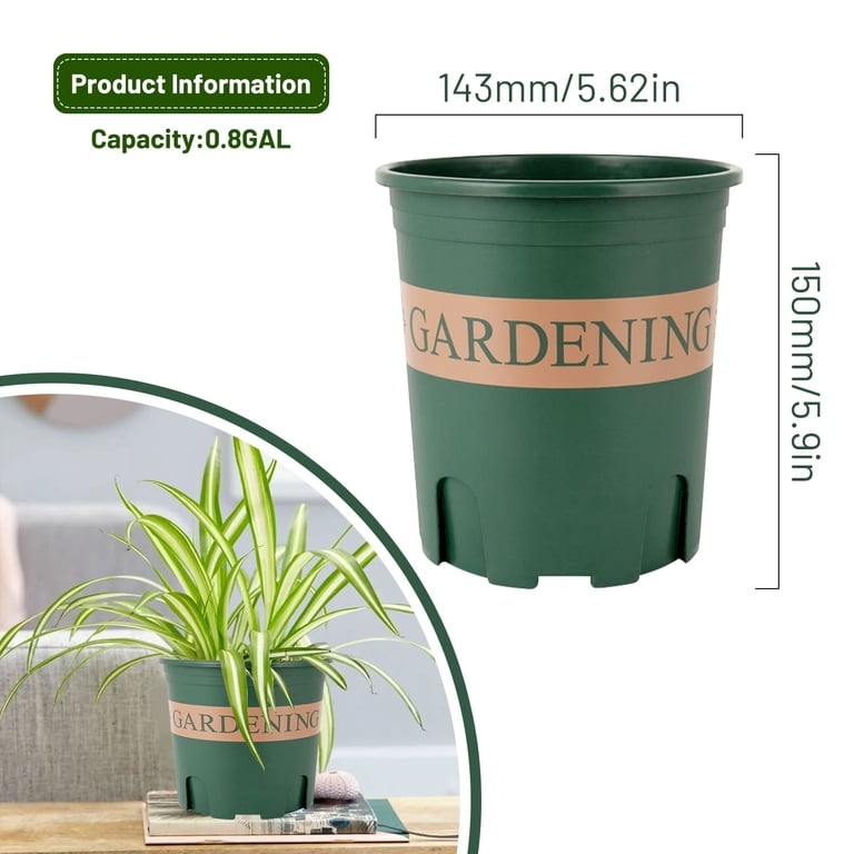 Planter Pot 6Inch 10pack Green Plastic Flower Pots Plant Container for Potatoes Succulents, Seedlings, Cuttings, Transplanting