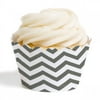 Dress My Cupcake Standard Cupcake Wrappers, Chevron, Grey, Set of 12