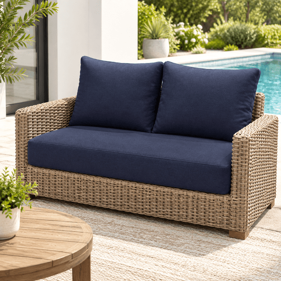 Blue Loveseat Outdoor Seating Cushion Set, 46 x 24 Inch Waterproof Patio Cushions