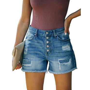 Womens Ripped Denim Jeans Shorts Summer Stretch Rip High Waisted Short  Pants Girls Casual Pockets Hotpants - Walmart.com