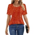 thumbnail image 4 of Fantaslook Blouses for Women Pleated Short Sleeve Tunic Tops Dressy Casual Summer Shirts, 4 of 9