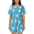 thumbnail image 1 of Balery Cute Healthy Teeth Conjunto de Pijama para Mujer con Estampado, Dos Piezas de Manga Corta y Shorts, Ropa de Dormir Suave con Cuello Redondo y Bolsillos-Large, 1 of 6