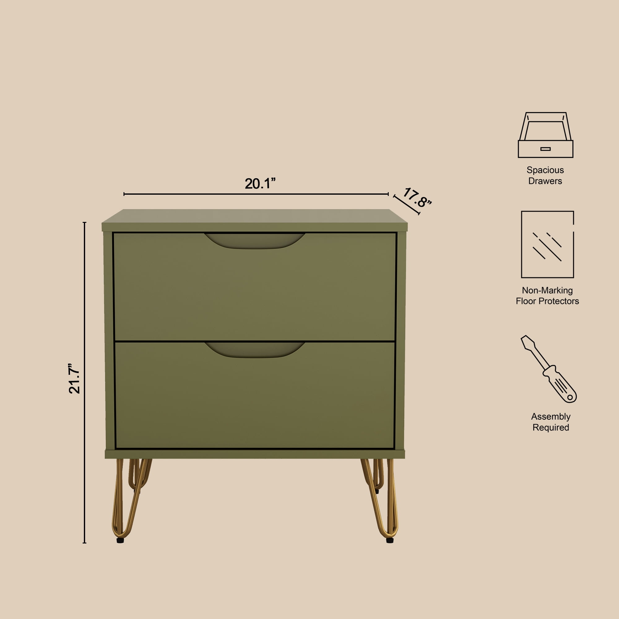Nightstand in Olive Green