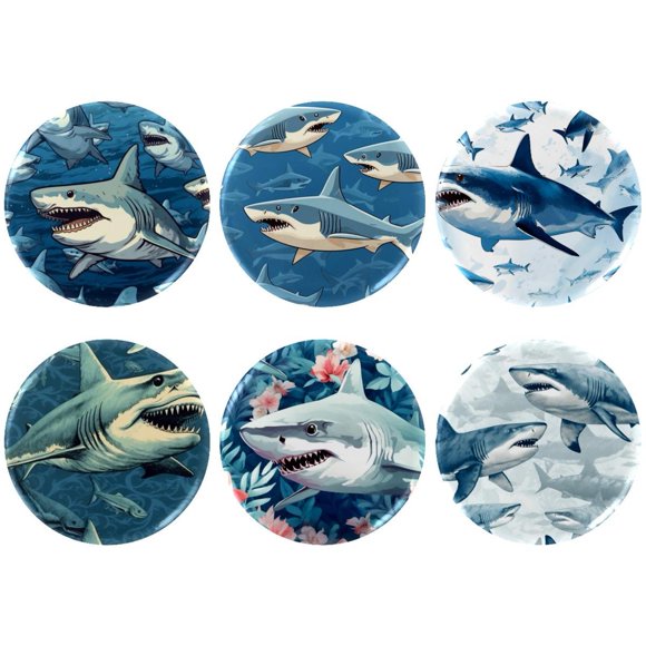 Shark Badges with Pins for Backpacks Parties Ties Hats Corporate Events Personalized Custom Photo Text Logo Button