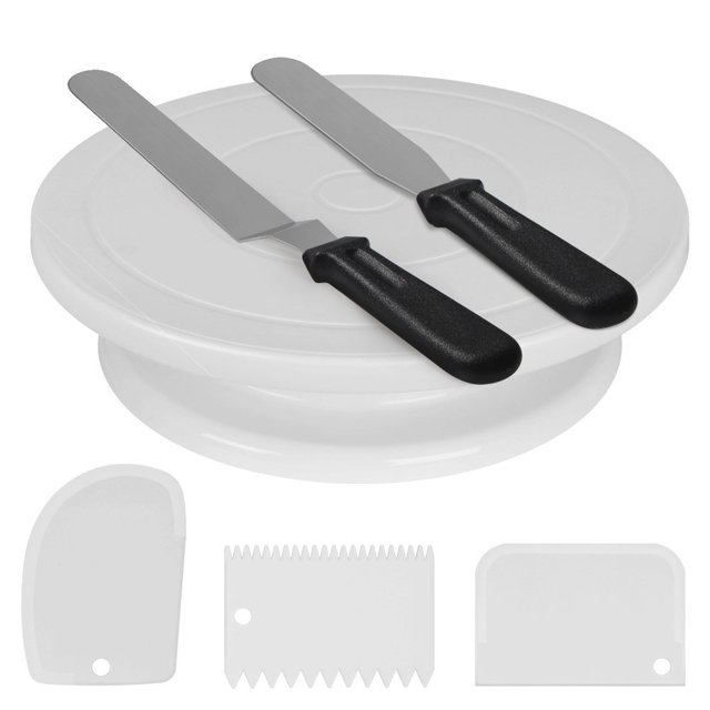 Plato giratorio MACHAO con 2 espátulas y 3 suavizantes para glaseado Suministros para hornear