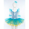 thumbnail image 3 of TSSOE Kids Girls Sequin Ballerina Skirted Leotard Swan Lake Ballet Dance Tutu Princess Dress with Hair Clip Cuffs Set Blue 11-12, 3 of 7