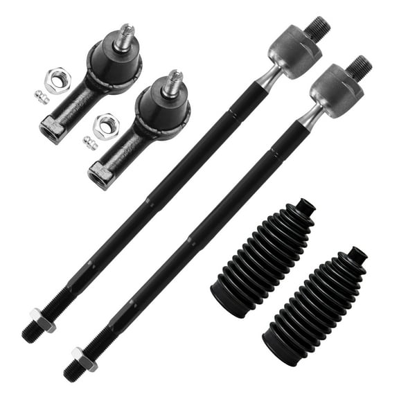 Detroit Axle - Front Tie Rods for 01-06 Hyundai Elantra 2003-2008 Tiburon 2005-2009 Kia Spectra Spectra5, 4 Inner Outer Tie Rod Ends, 2 Boots Replacement